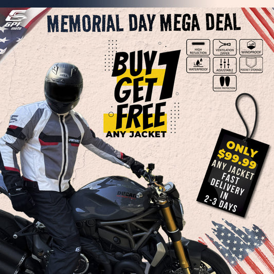 GPI Moto motorcycle jackets Memorial Day sale — 2 jackets for $99.99, windproof and waterproof riding gear with fast shipping