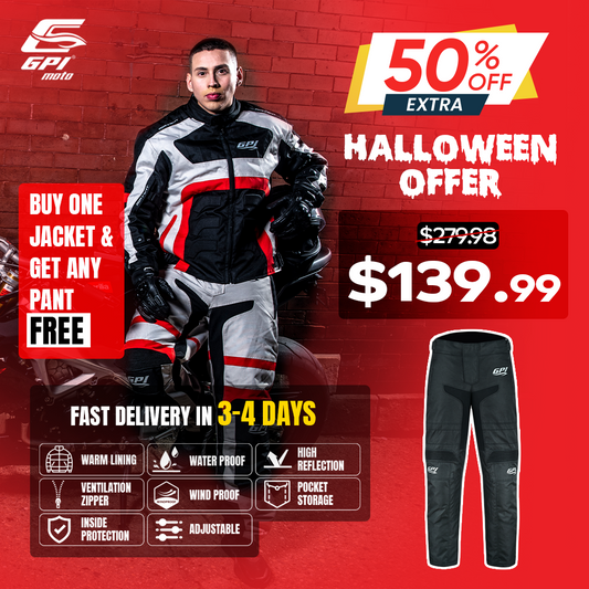 GPI Moto Halloween Sale — Buy One Get One Free Motorcycle Jackets and Pants for $139.99