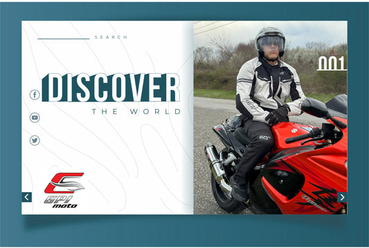 Motorcyclist wearing GPI Moto gear – stylish and protective riding apparel for all seasons.
