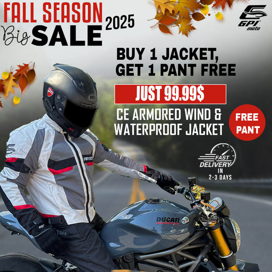GPI Moto Fall Season Offer โ Buy One Motorcycle Jacket Get One Pant Free โ Complete Riding Gear Set with armored protection
