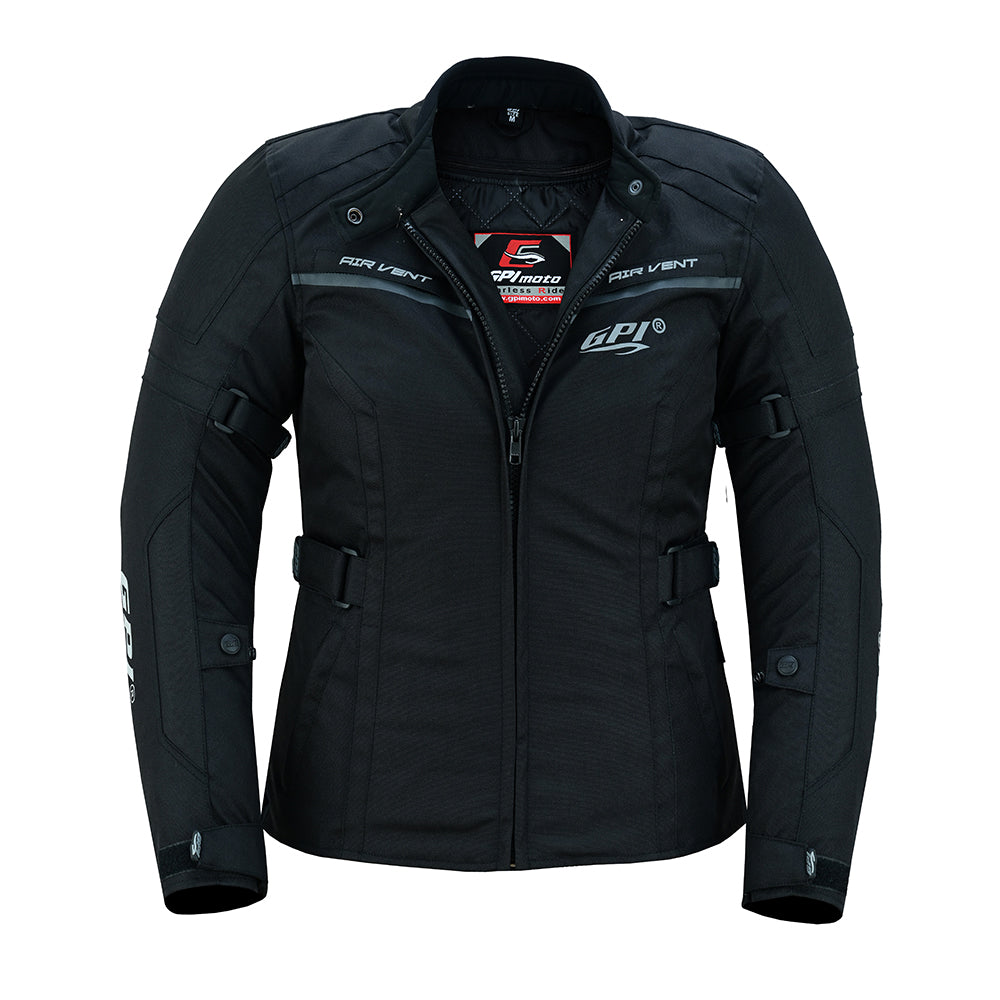 Women’s All-Season High Premium Quality Wind & Waterproof Motorcycle Jacket – Full Black