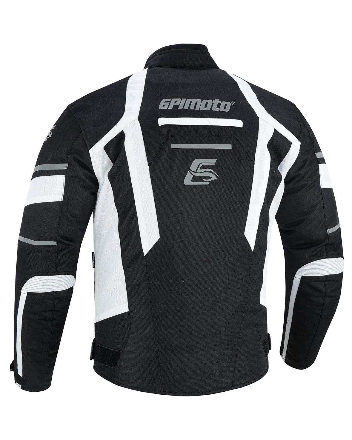 Men's All Season High Premium Quality 4 Pockets Waterproof Motorcycle Jacket – Black/White-