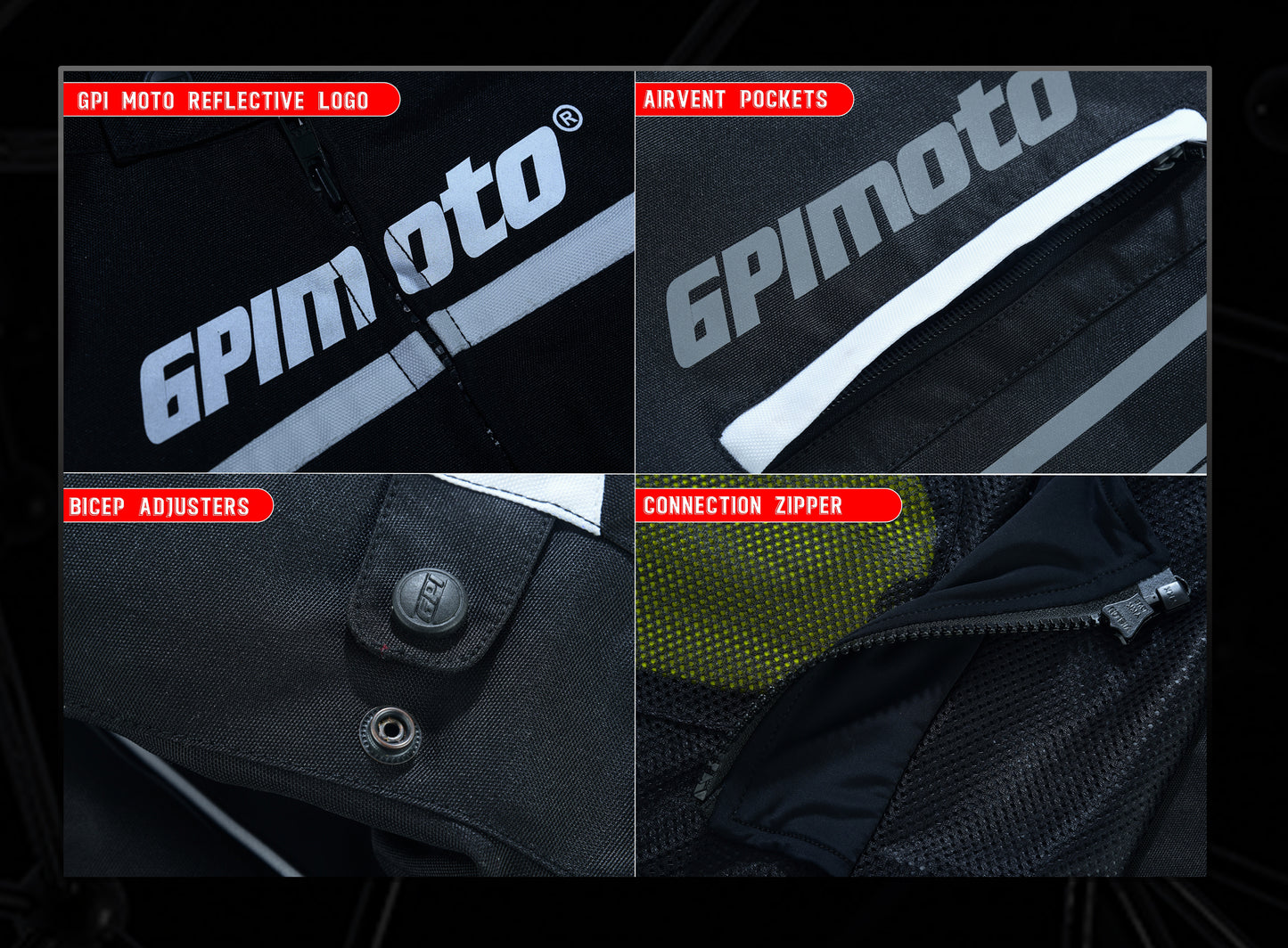 Men's All Season High Premium Quality 4 Pockets Waterproof Motorcycle Jacket – Black/White-