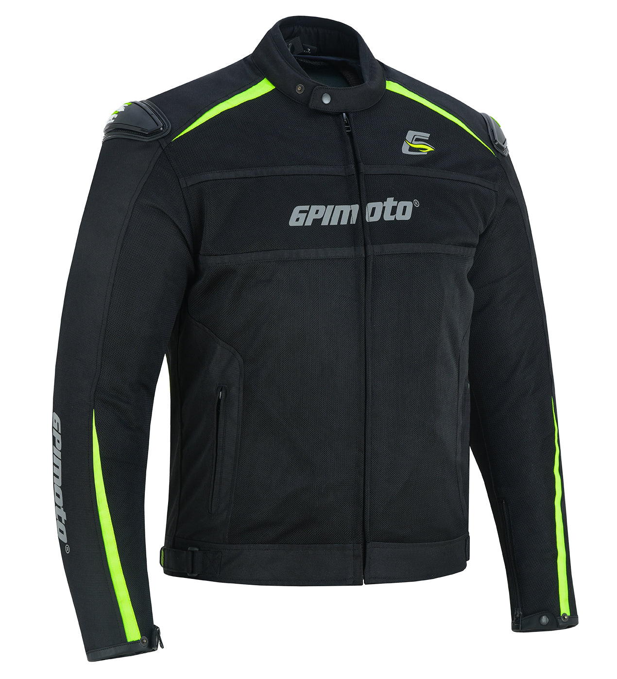 Chaqueta de moto impermeable de verano de alta calidad para hombre, con 4 bolsillos, color negro/fluorescente