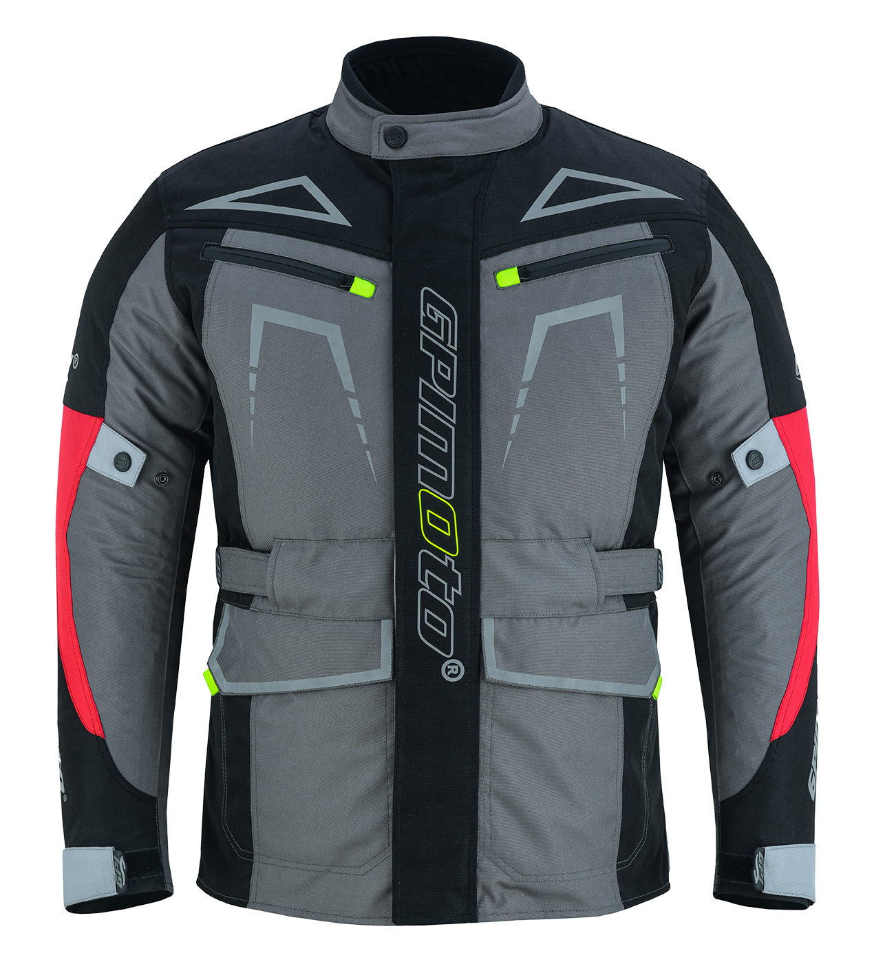 Men’s All-Season High Premium Quality Soft Adjustable Motorcycle Jacket – 6 Pockets, Grey/Black M