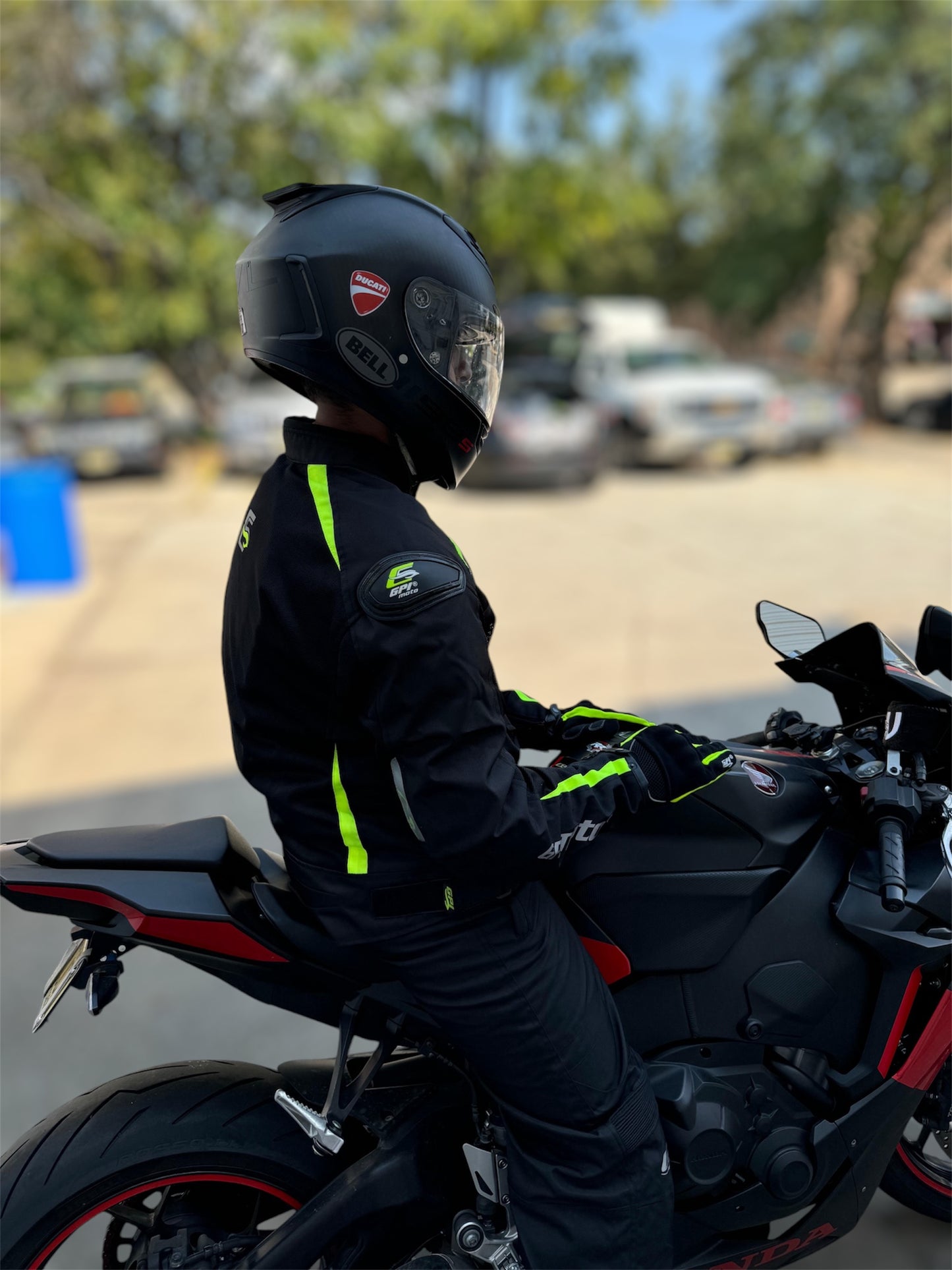 Chaqueta de moto impermeable de verano de alta calidad para hombre, con 4 bolsillos, color negro/fluorescente