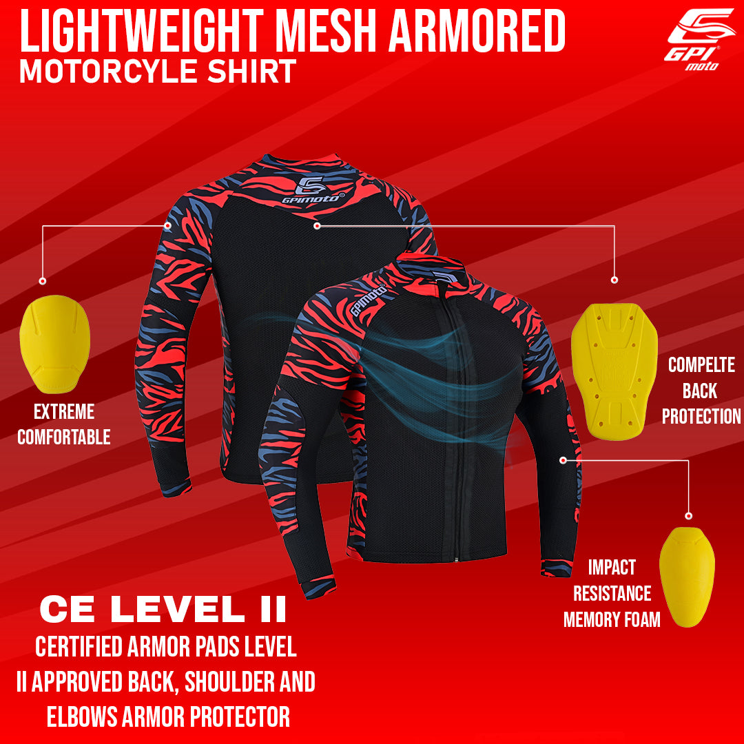 Men's Mesh Motorcycle Shirt | CE Level 2 Certified Protection |