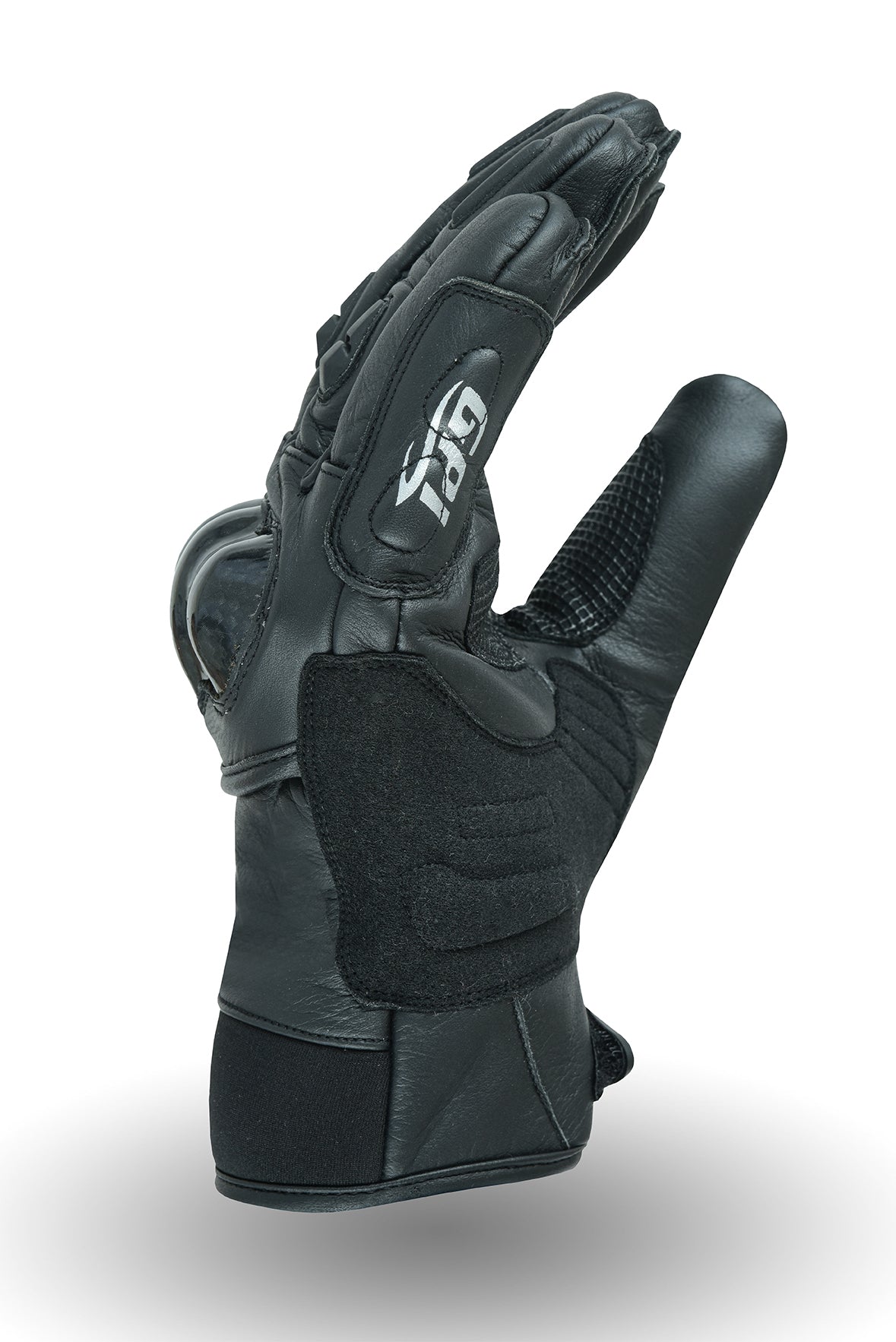 Guantes de moto de cuero puro color negro