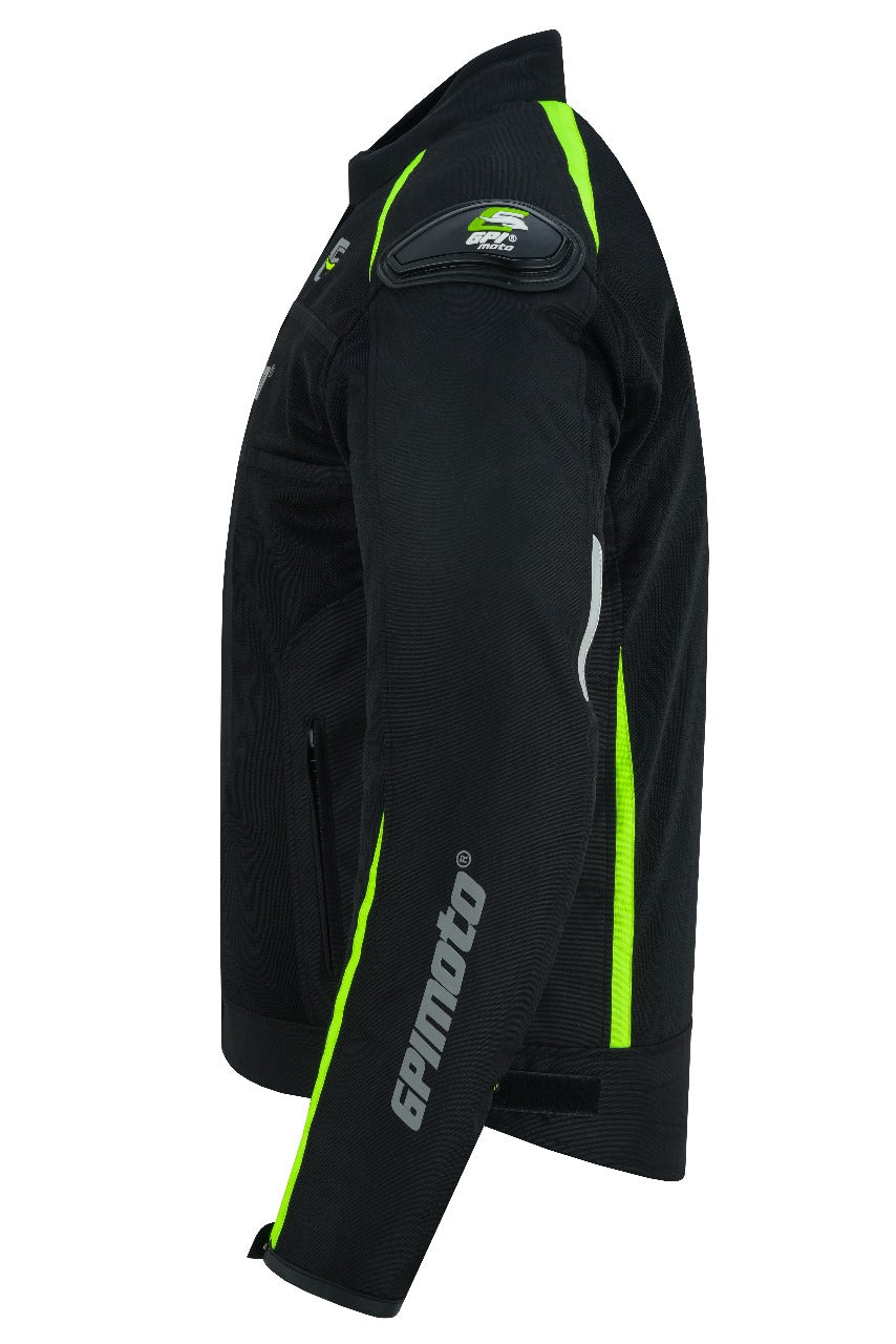Chaqueta de moto impermeable de verano de alta calidad para hombre, con 4 bolsillos, color negro/fluorescente