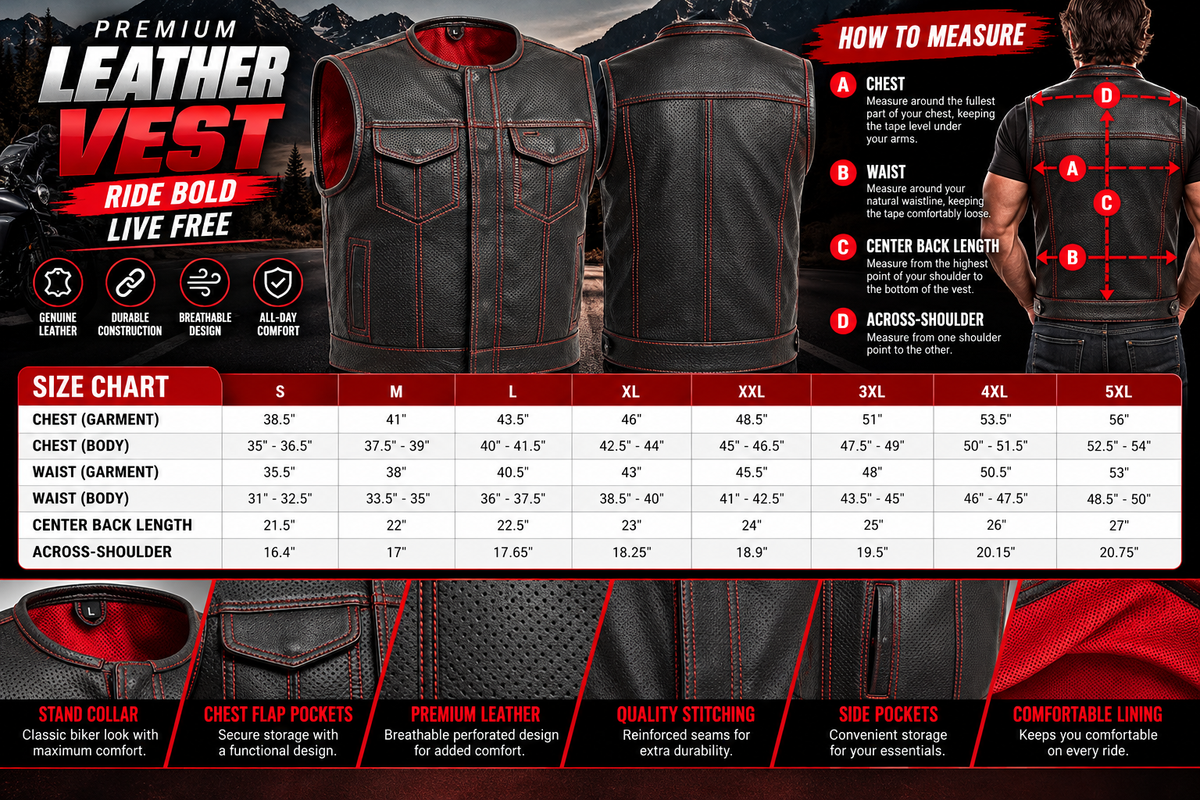 Lowside Men's Perforated Motorcycle Leather Vest