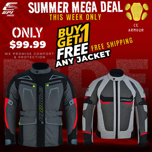 GPI Moto motorcycle jacket with armor – summer sale buy one get one free