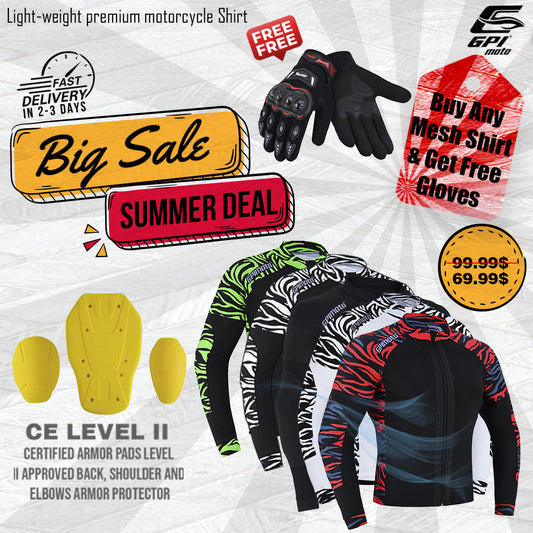 GPI Moto Mesh Shirt with CE Level 2 Armor – breathable motorcycle riding gear