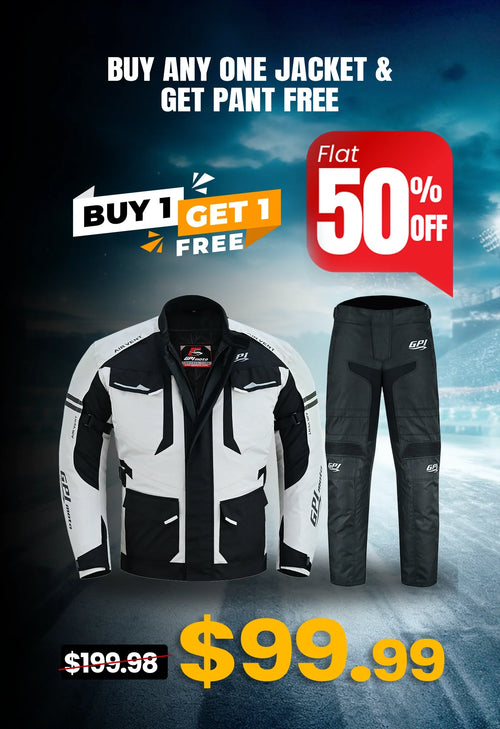 Full riding gear – GPI Moto complete winter riding gear set including jacket, pants, gloves