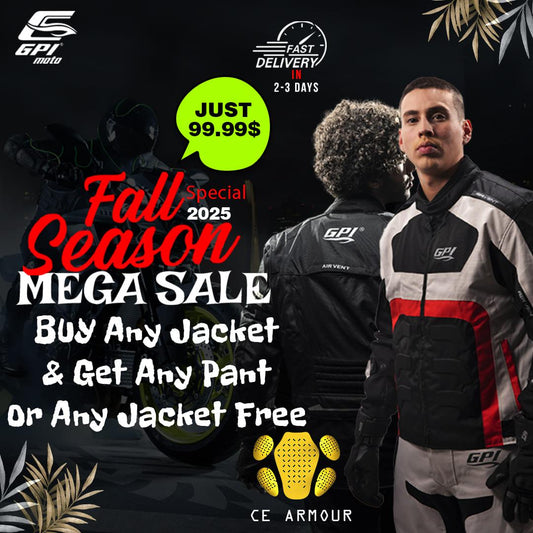 Buy One Get One Free motorcycle jackets and pants from GPI Moto