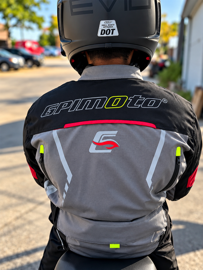 Chaqueta de moto para hombre, suave, ajustable y de alta calidad, para todas las estaciones, con 6 bolsillos, gris/negro