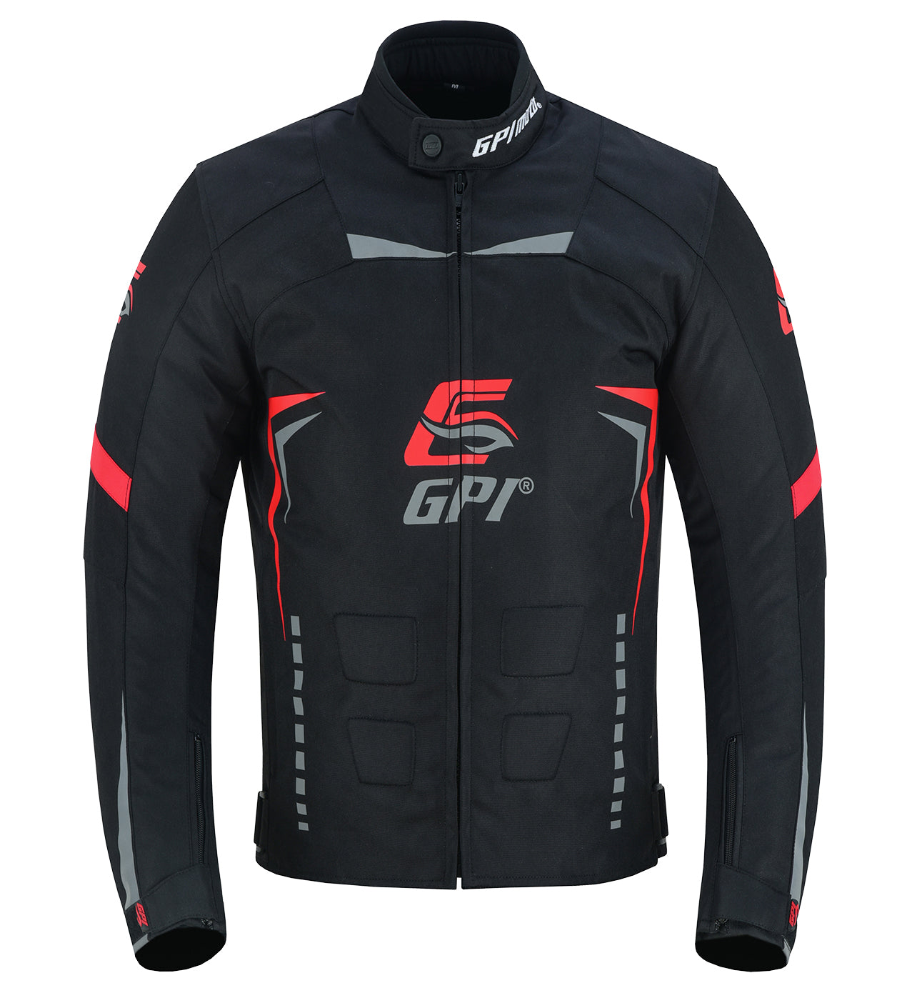 Men's All Season 4 Pockets Water Proof Motorcycle Black/Grey/Red Jacket-