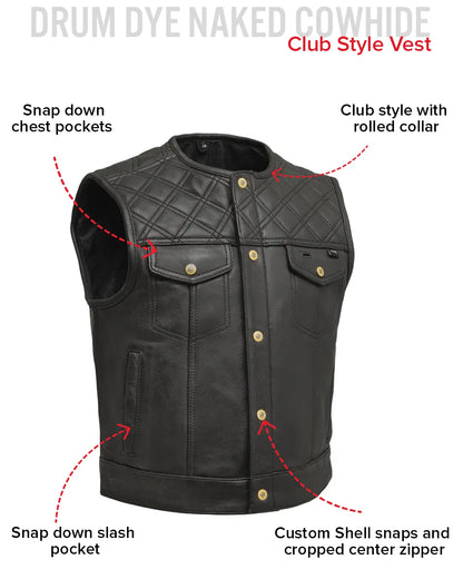 Shell Shock Men's Motorcycle Leather Vest (limited edition)