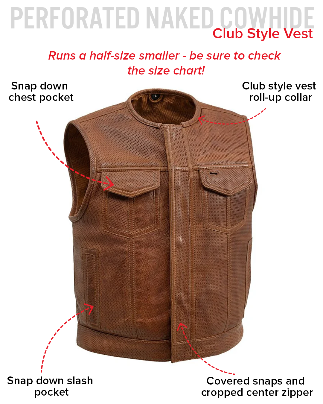 Lowside Men's Perforated Motorcycle Leather Vest
