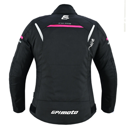 Chaqueta de moto suave para mujer, de alta calidad y para todas las estaciones, con 4 bolsillos, rosa/negro