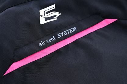 Chaqueta de moto suave para mujer, de alta calidad y para todas las estaciones, con 4 bolsillos, rosa/negro