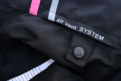 Chaqueta de moto suave para mujer, de alta calidad y para todas las estaciones, con 4 bolsillos, rosa/negro