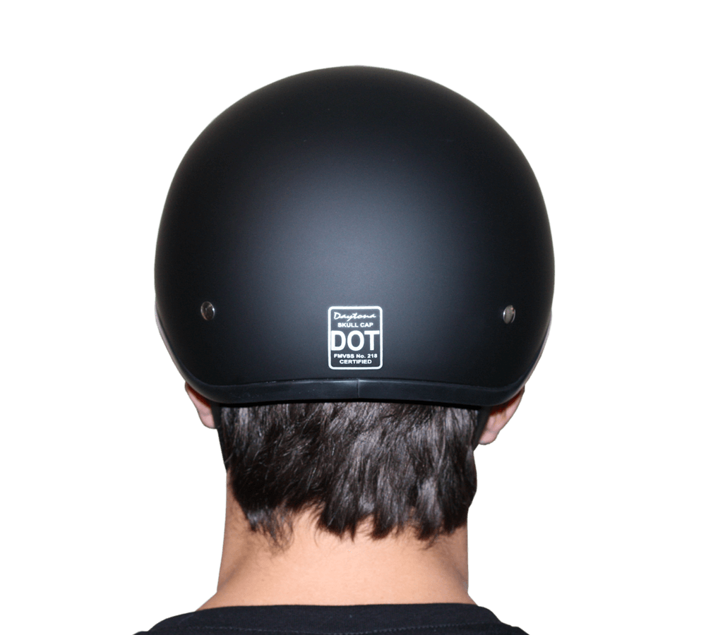 DOT Approved Daytona Motorcycle Half Face Helmet - Skull Cap Graphics for Men & Women, Scooters, ATVs, UTVs & Choppers - W/ Guns