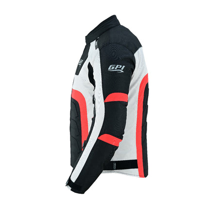 Men’s All-Season High Premium Quality Waterproof Motorcycle Jacket with 4 Pockets – Black/Beach/Red