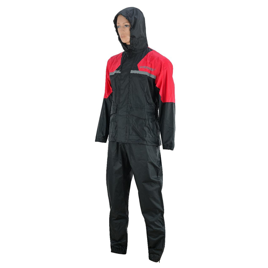 motorcycle rain gear Motorcycle Rain Suit for Men and Women Weatherproof All-Season Riding Black L