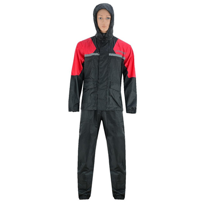 Motorcycle Rain Suit for Men and Women Weatherproof All-Season Riding Black/Red
