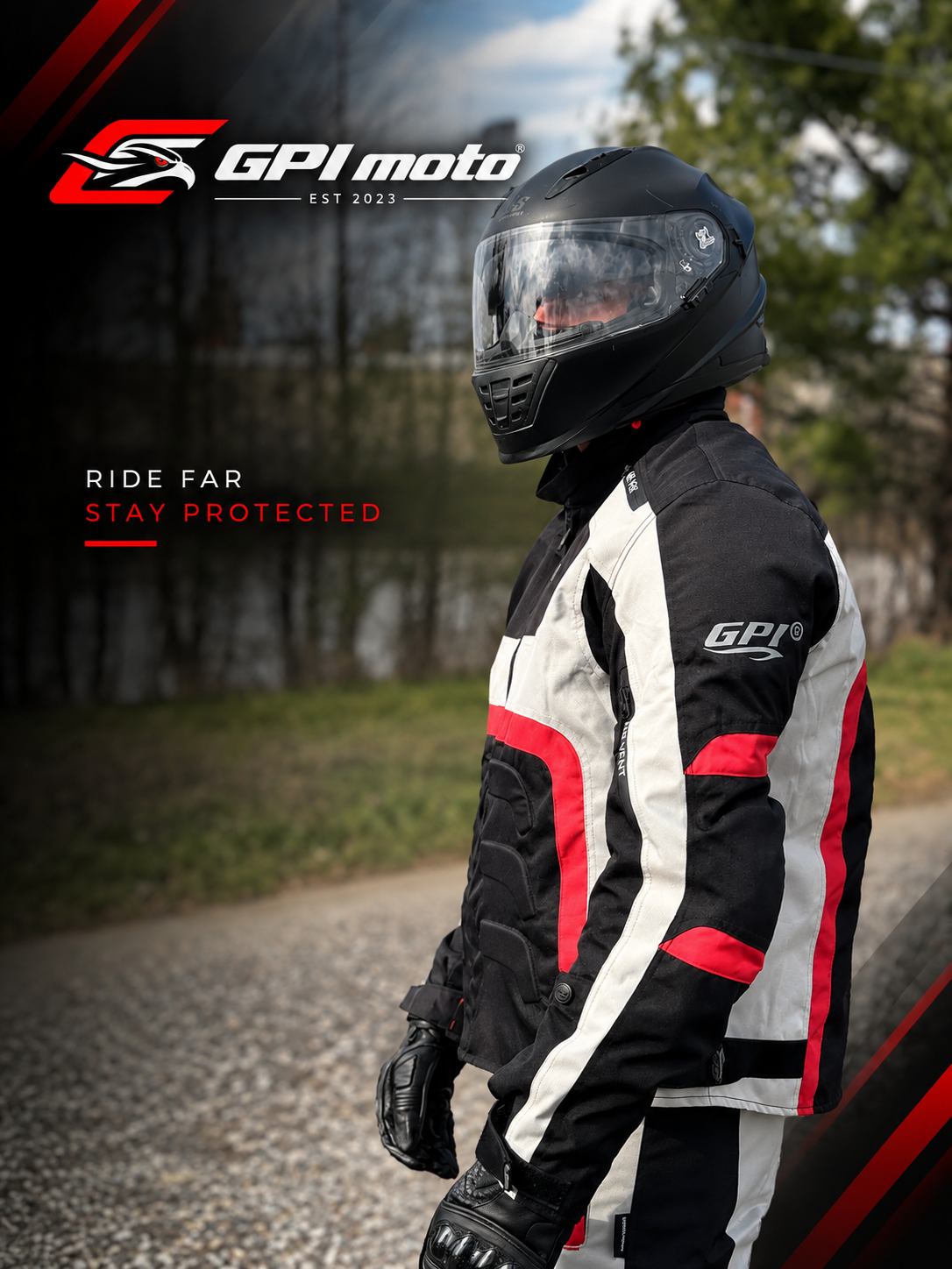 Men’s All-Season High Premium Quality Waterproof Motorcycle Jacket with 4 Pockets – Black/Beach/Red-