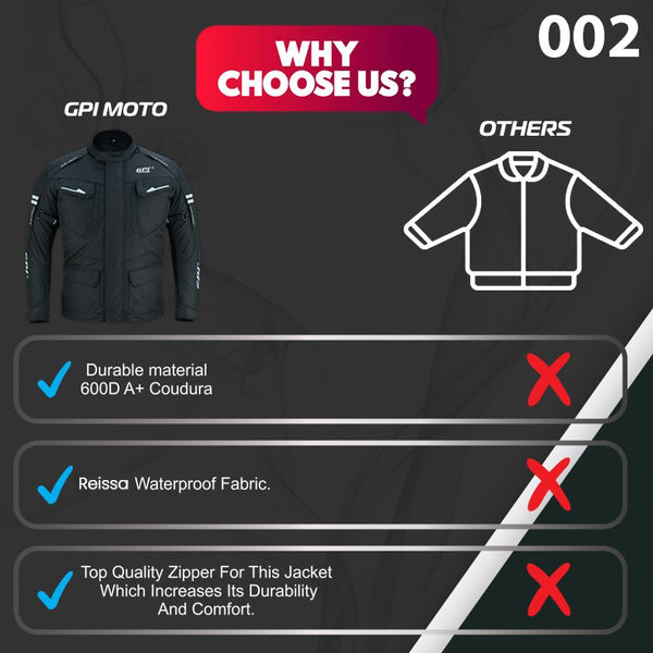 Chaqueta de moto impermeable para hombre, de alta calidad y para todas las estaciones, con protección extraíble, color negro.