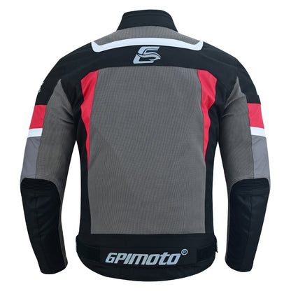 Chaqueta de moto impermeable de verano para hombre, de alta calidad, con 4 bolsillos, color negro, rojo y gris