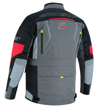 Men’s All-Season High Premium Quality Soft Adjustable Motorcycle Jacket – 6 Pockets, Grey/Black