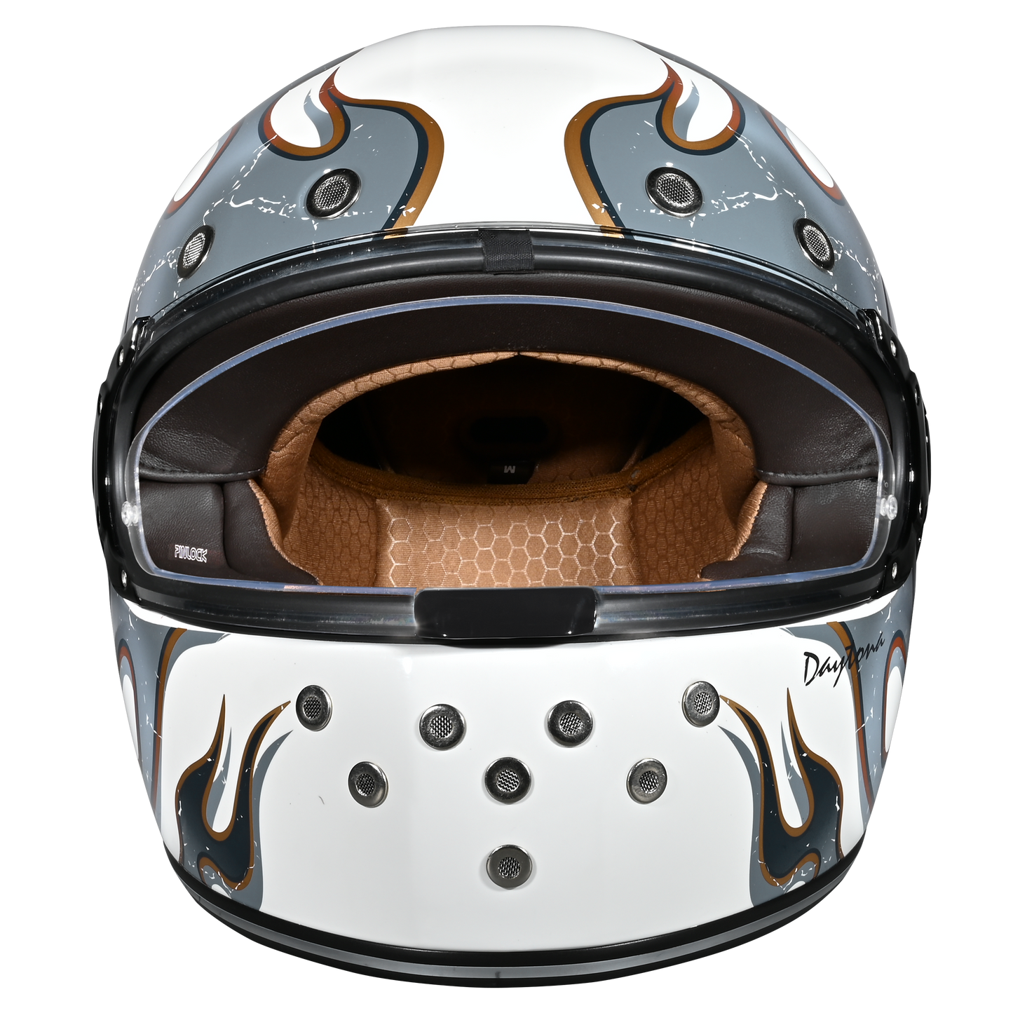 DOT Daytona Retro Full Face Motorcycle Helmet: Vintage Style for Men, Women, & Youth - W/ Flames