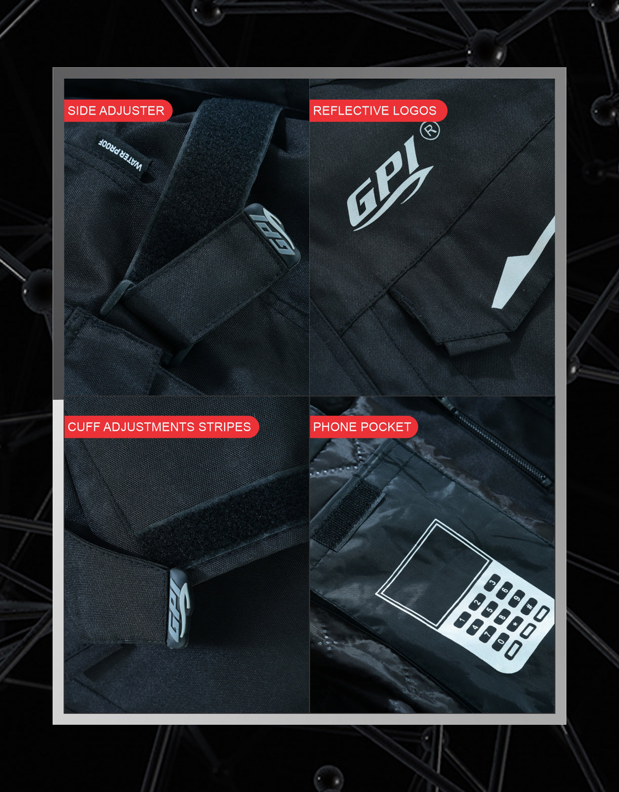 Chaqueta de moto impermeable para hombre, de alta calidad y para todas las estaciones, con protección extraíble, color negro.