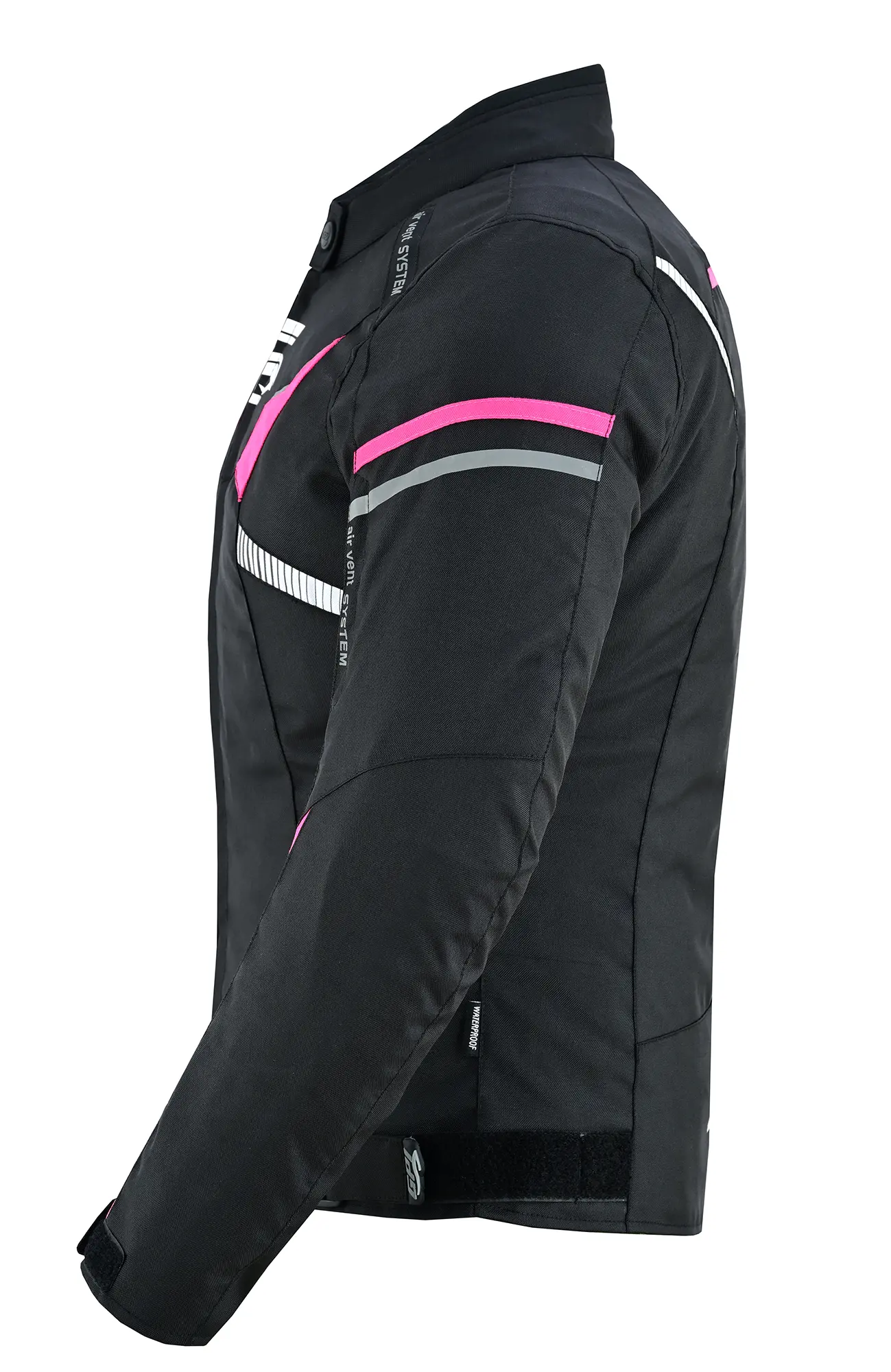 Chaqueta de moto suave para mujer, de alta calidad y para todas las estaciones, con 4 bolsillos, rosa/negro