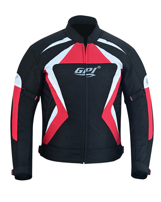 Men’s High Premium Quality All Season 4 Pockets Waterproof Motorcycle Black/Red/White Jacket