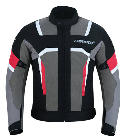 Chaqueta de moto impermeable de verano para hombre, de alta calidad, con 4 bolsillos, color negro, rojo y gris