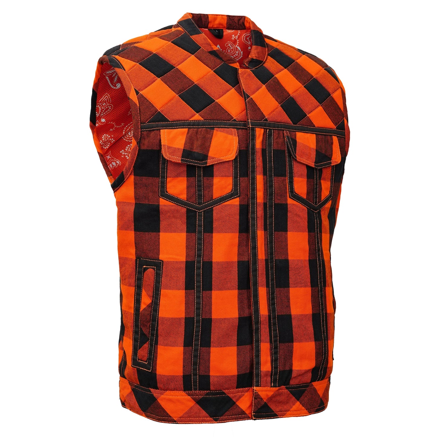 Rogue Inferno Black and Orange Flannel Textile Vest