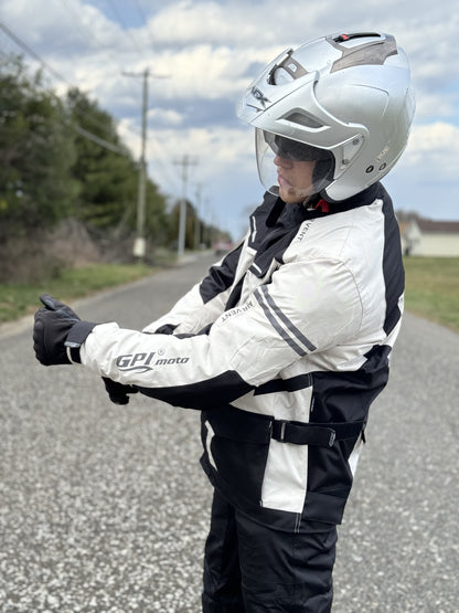 Chaqueta de moto impermeable de alta calidad para hombre, para todas las estaciones, con 7 bolsillos, color playa/negro