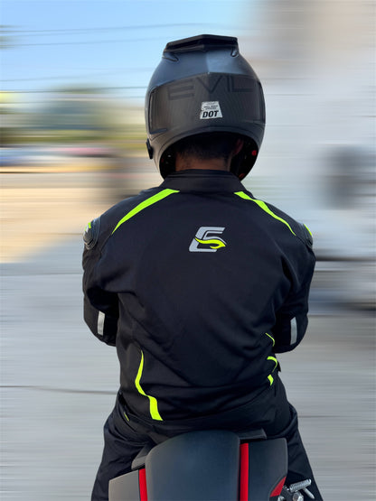Men’s High Premium Quality Summer 4 Pockets Waterproof Motorcycle Black/Fluorescent Jacket