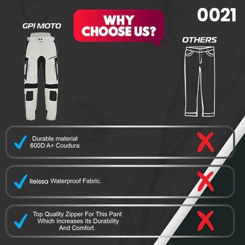 GPI MOTO Motorcycle Cargo Pants for Men Regular Fit Riding Pants with CE Armors