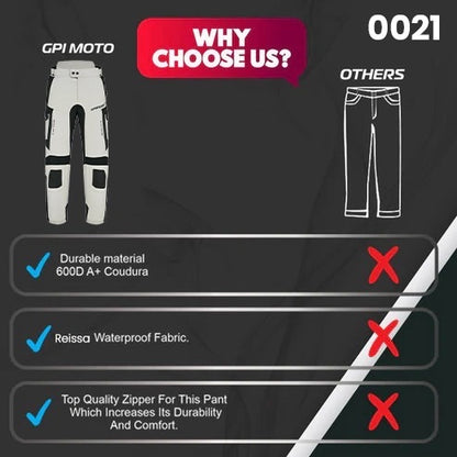 GPI MOTO Motorcycle Cargo Pants for Men Regular Fit Riding Pants with CE Armors