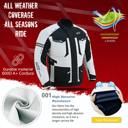Chaqueta de moto impermeable de alta calidad para hombre, para todas las estaciones, con 7 bolsillos, color playa/negro