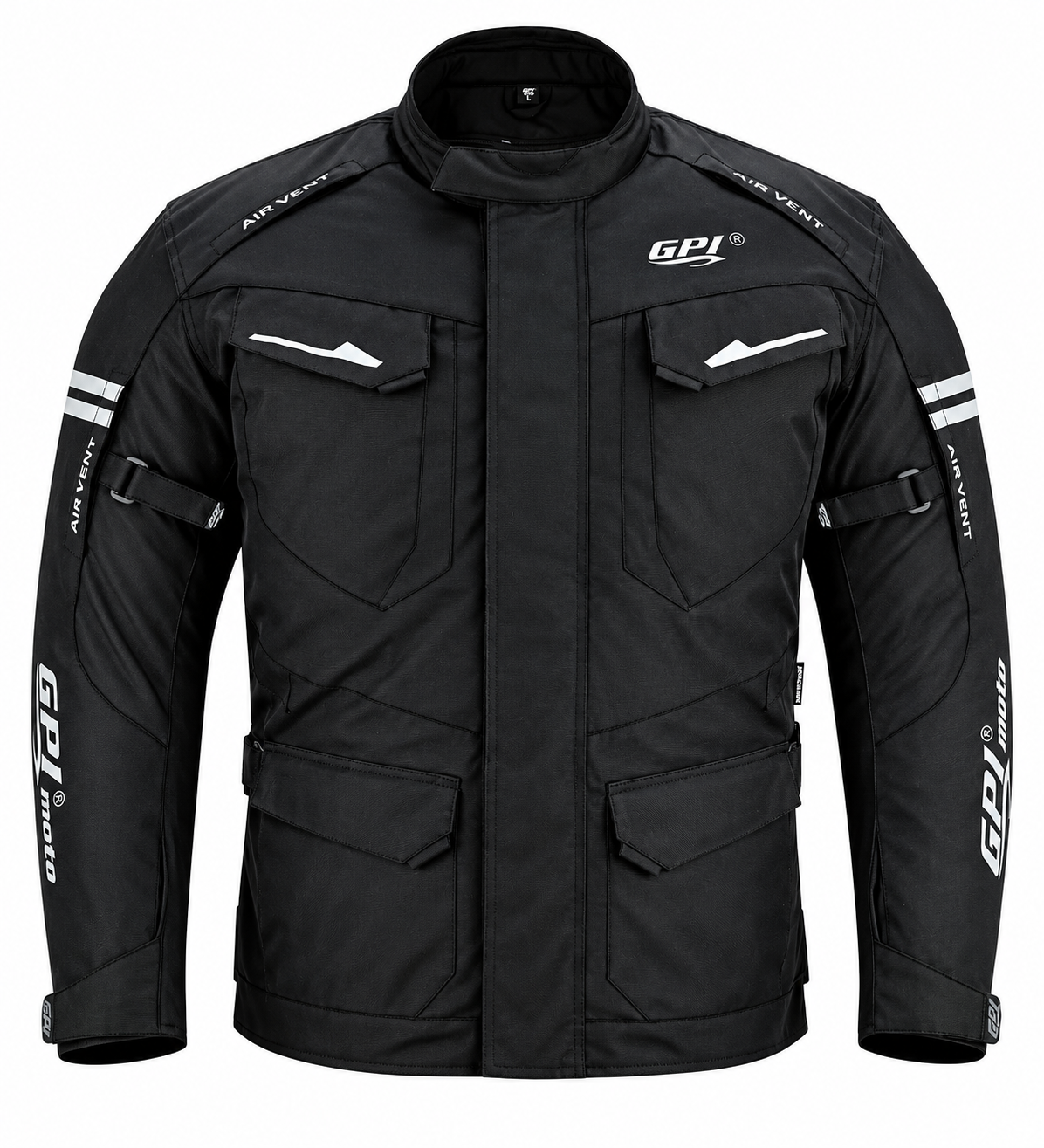 Men’s All-Season High Premium Quality Waterproof Motorcycle Jacket with Removable Armor – Full Black