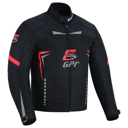 Chaqueta de moto impermeable para hombre, para todas las estaciones, con 4 bolsillos, color negro, gris y rojo