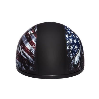 DOT Approved Daytona Motorcycle Half Face Helmet - Skull Cap Graphics for Men & Women, Scooters, ATVs, UTVs & Choppers - W/ USA