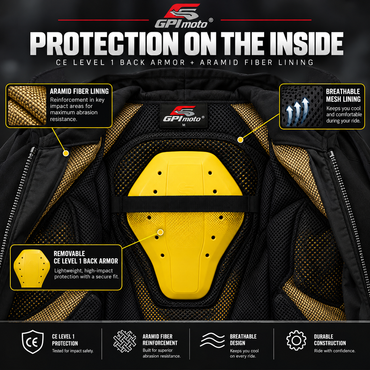 GPI Moto Men’s Armored Motorcycle Riding Hoodie – Certified CE Protection | Aramid Reinforced