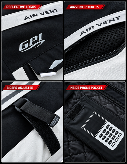Men’s All-Season 7 Pockets Waterproof High Premium Quality Motorcycle Jacket – Beach/Black-
