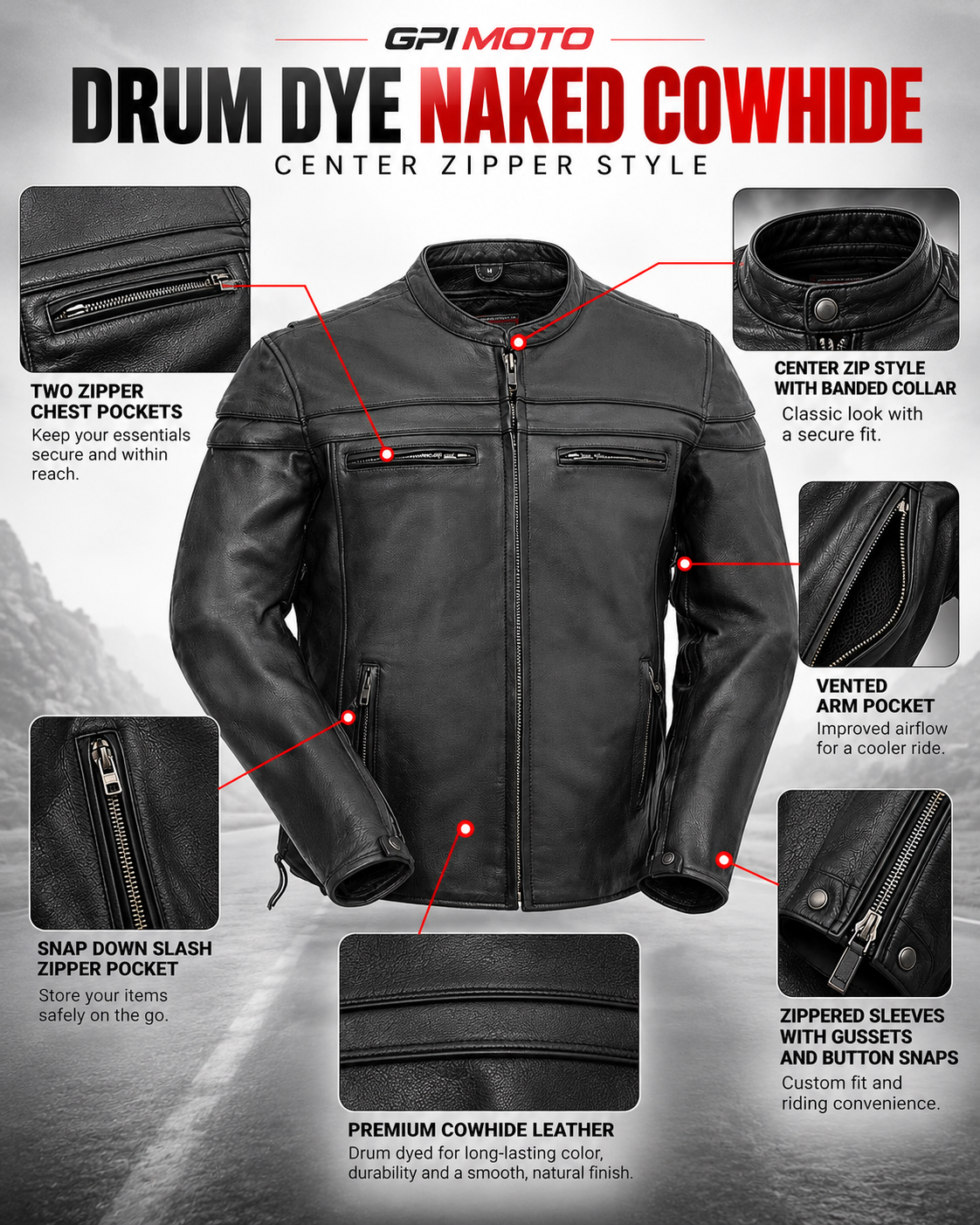 Maverick Men's Motorcycle Leather Jacket